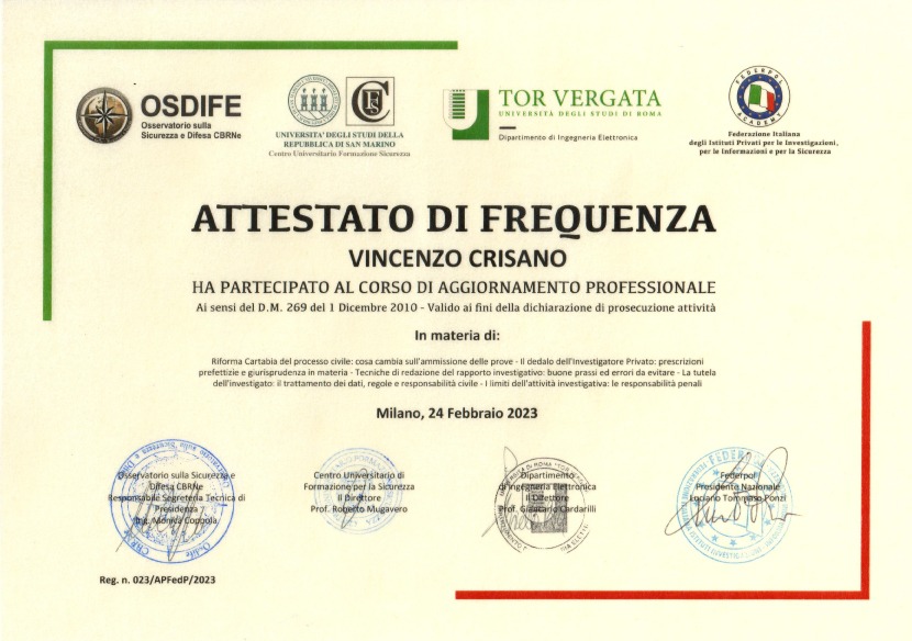 Attestato di Frequenza